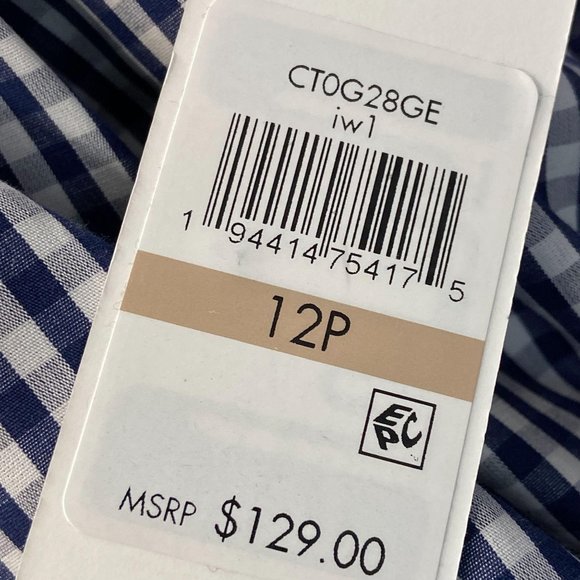 CALVIN KLEIN PETITE BLUE & WHITE GINGHAM MAXI DRESS SIZE 12 PETITE - Picture 6 of 16